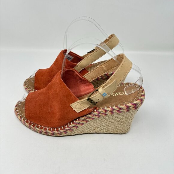 TOMS Women's Monica Slingback Wedge Suede/Leather Sandal - Picture 2 of 16